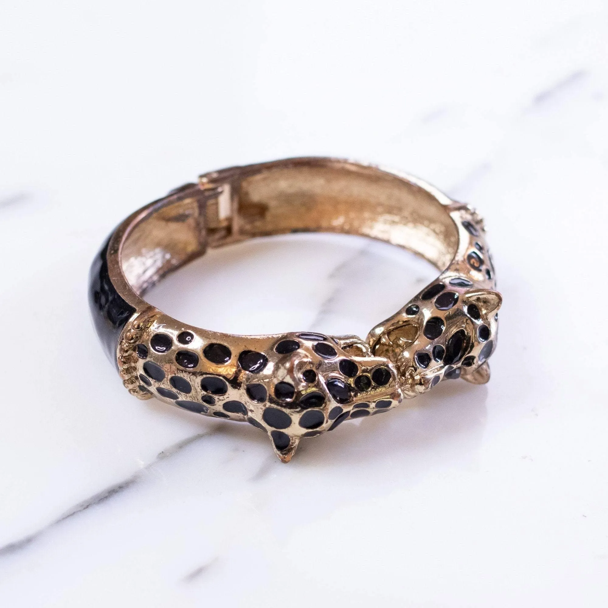 Vintage Double Leopard Hinged Bracelet
