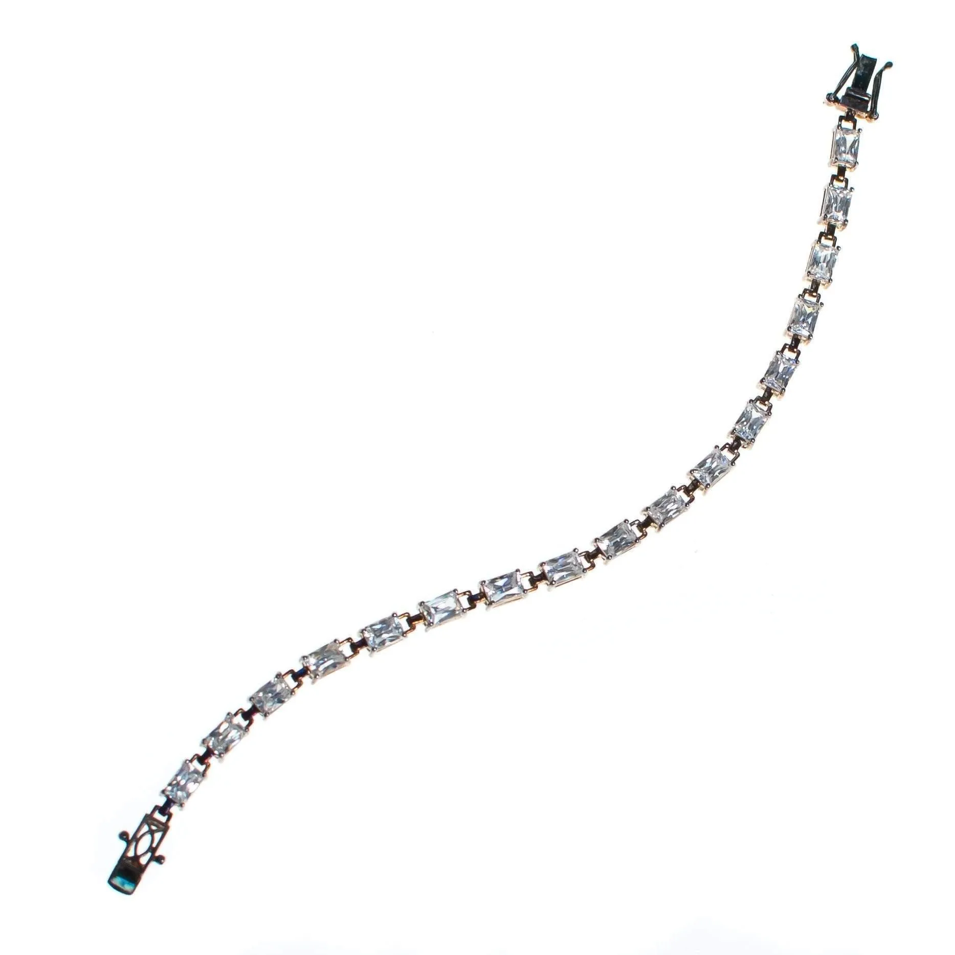 Vintage Emerald Cut CZ Tennis Bracelet Set in Sterling Silver
