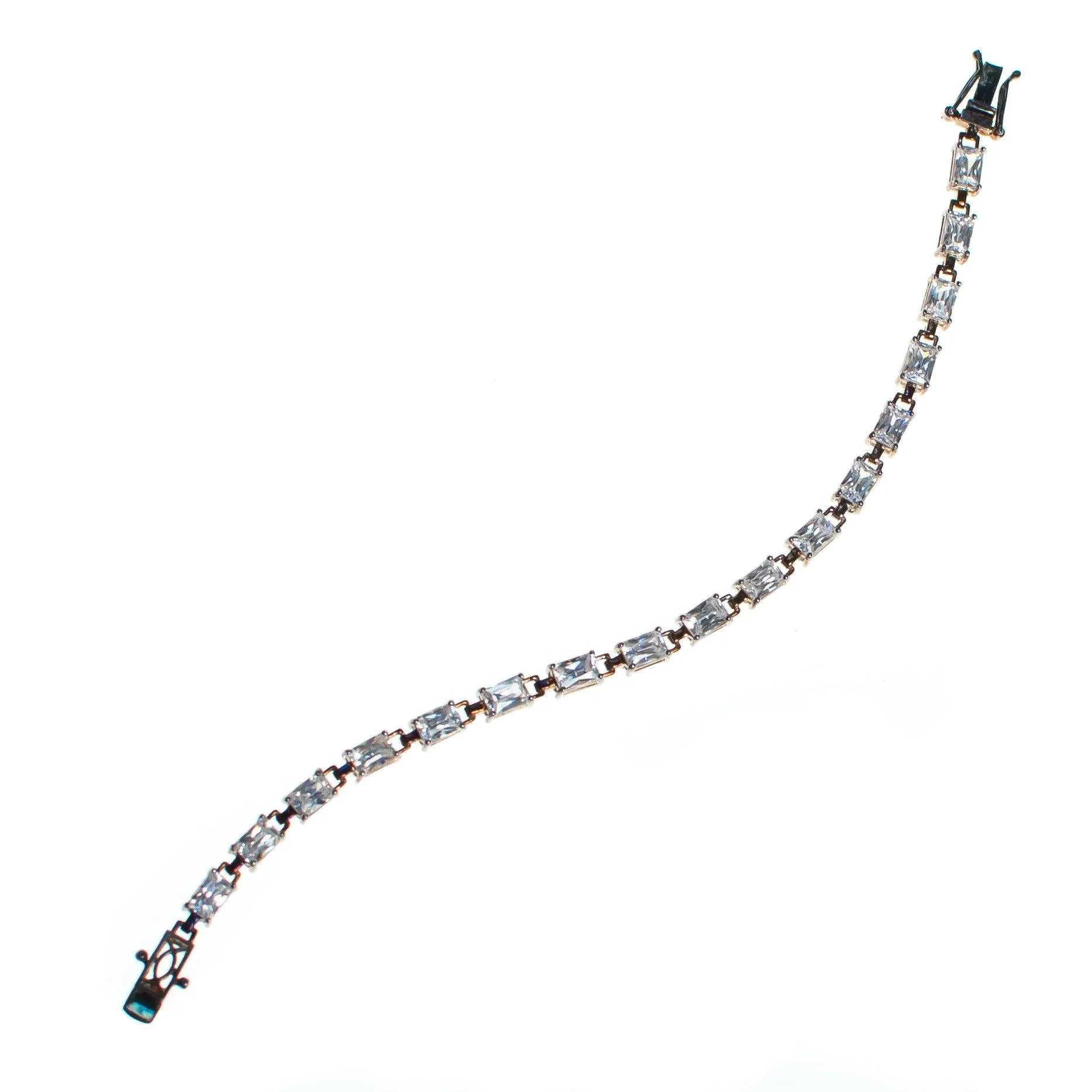 Vintage Emerald Cut CZ Tennis Bracelet Set in Sterling Silver