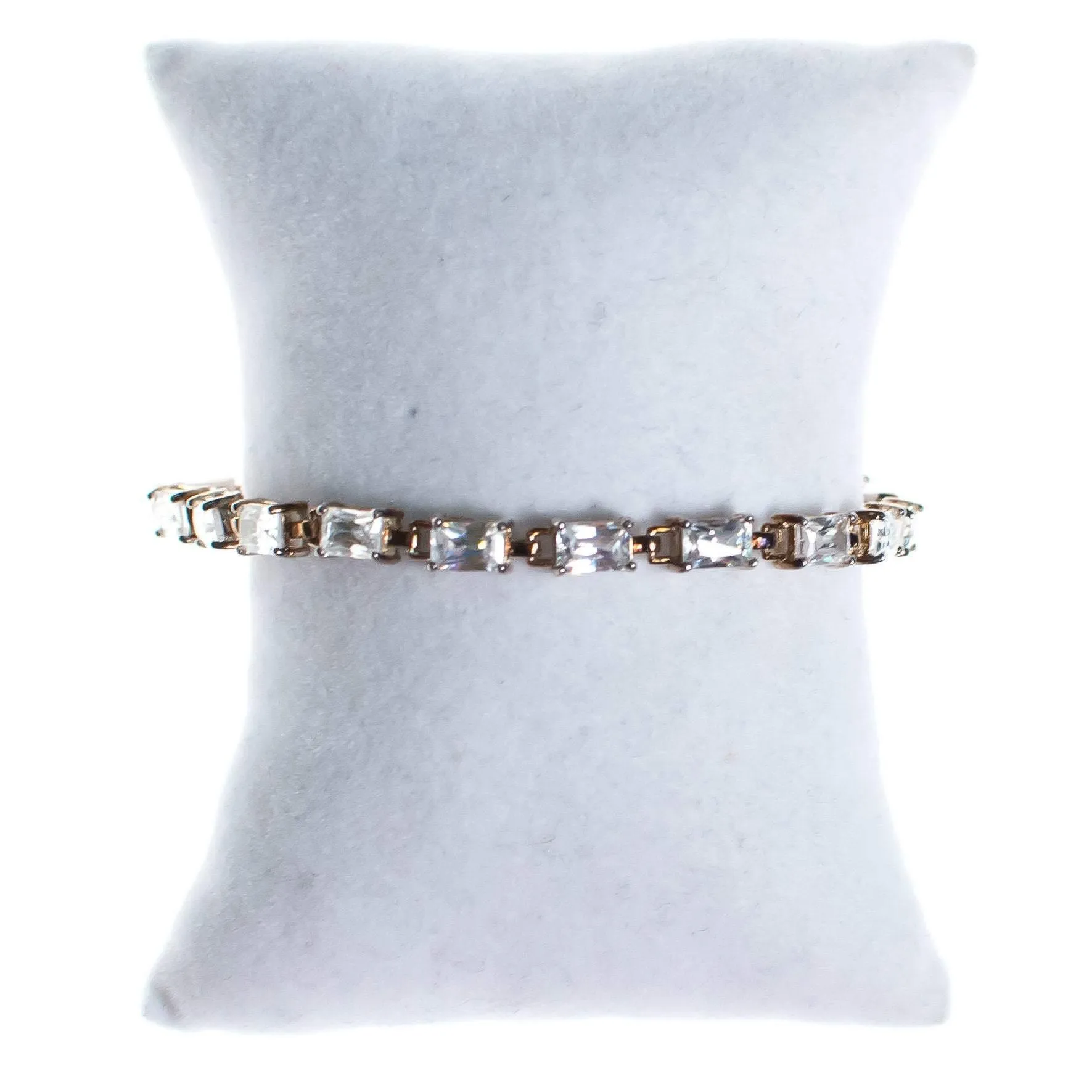 Vintage Emerald Cut CZ Tennis Bracelet Set in Sterling Silver