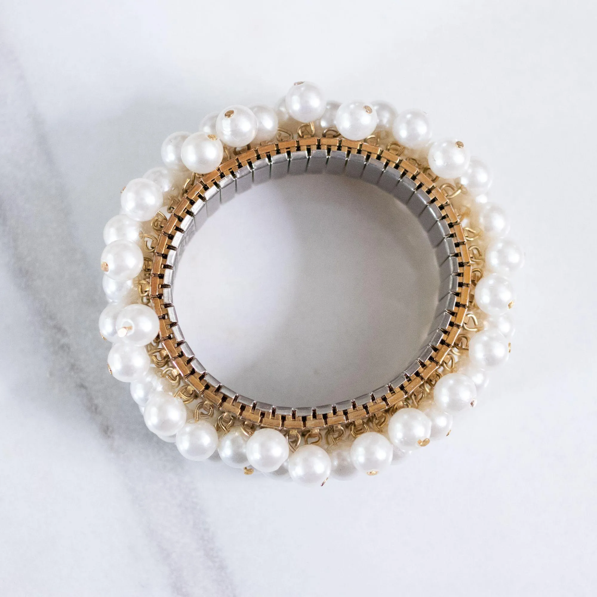 Vintage Faux Pearl Cha Cha Bracelet