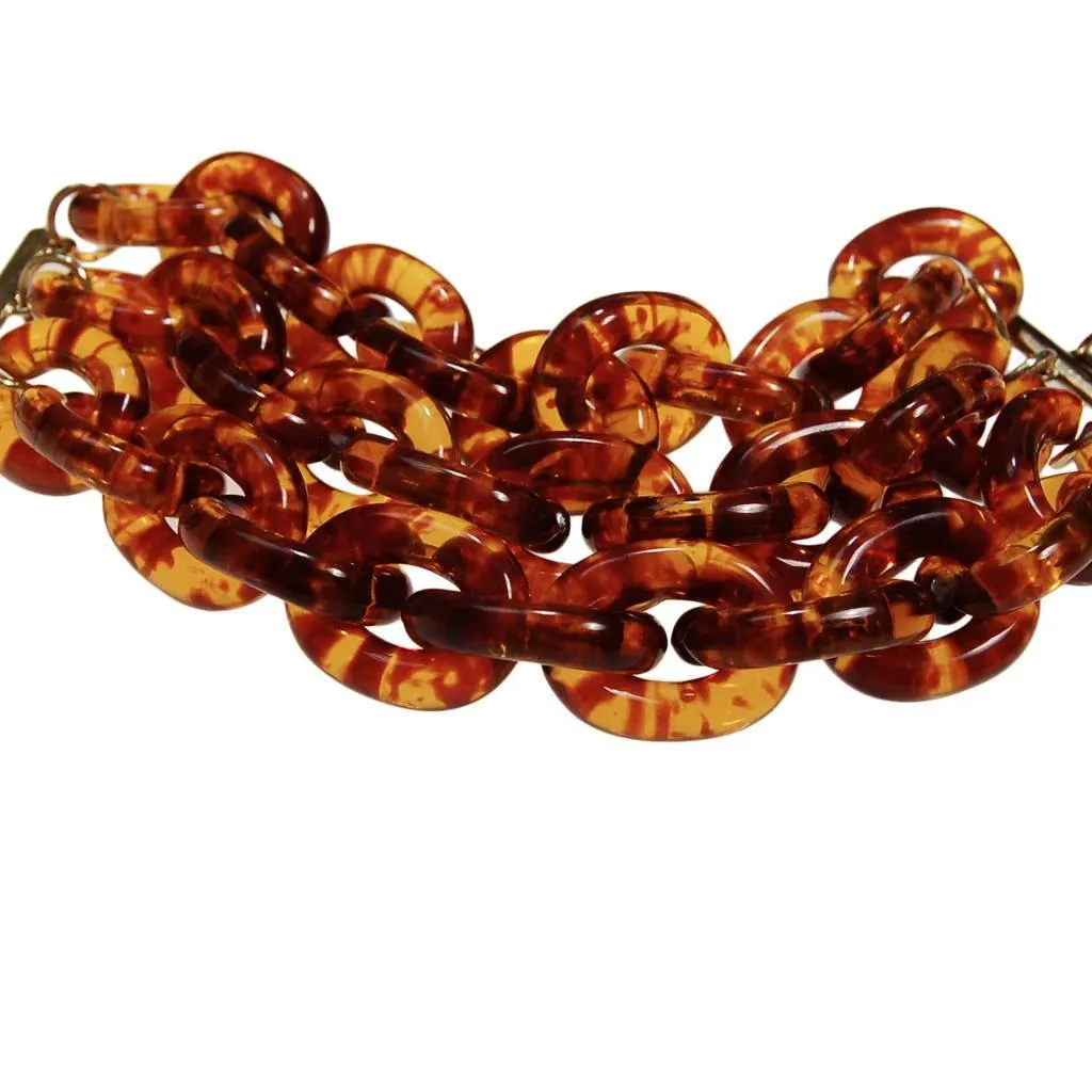 Vintage Faux Tortoise Lucite Link Bracelet