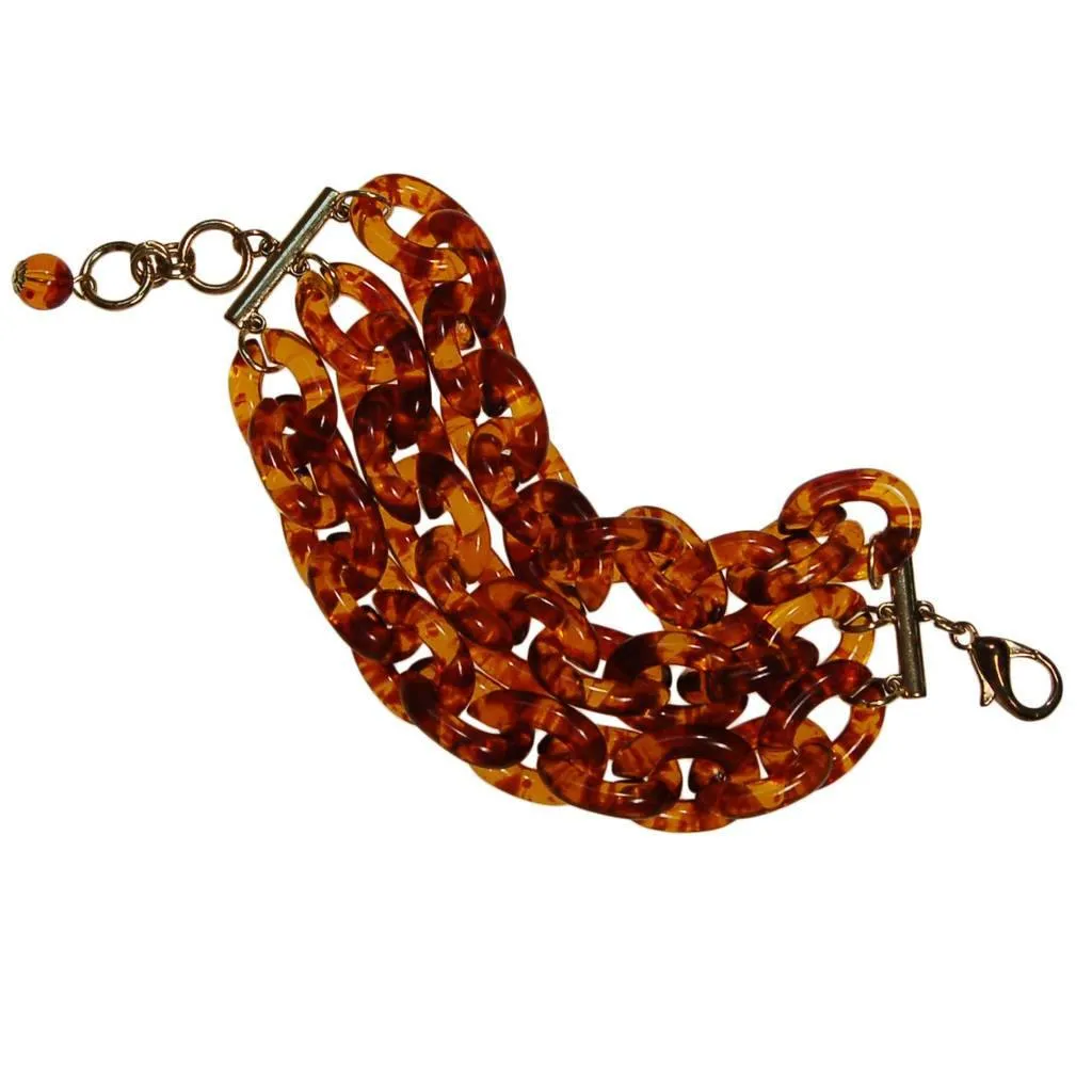 Vintage Faux Tortoise Lucite Link Bracelet