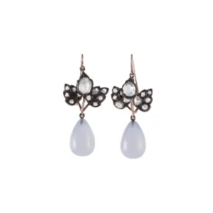 Vintage Georgian Earrings with Chalcedony & Diamonds