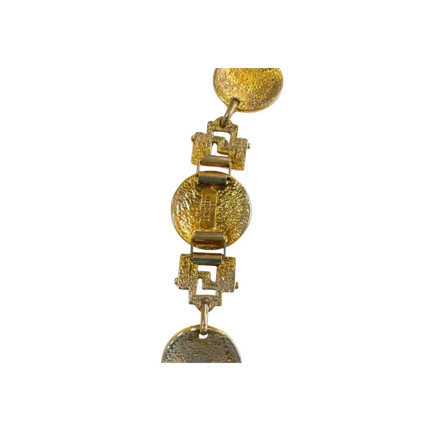 Vintage Gianni Versace gold tone medusa face motif bracelet with crystals. Must have Lady Gaga style jewelry piece. 060308m