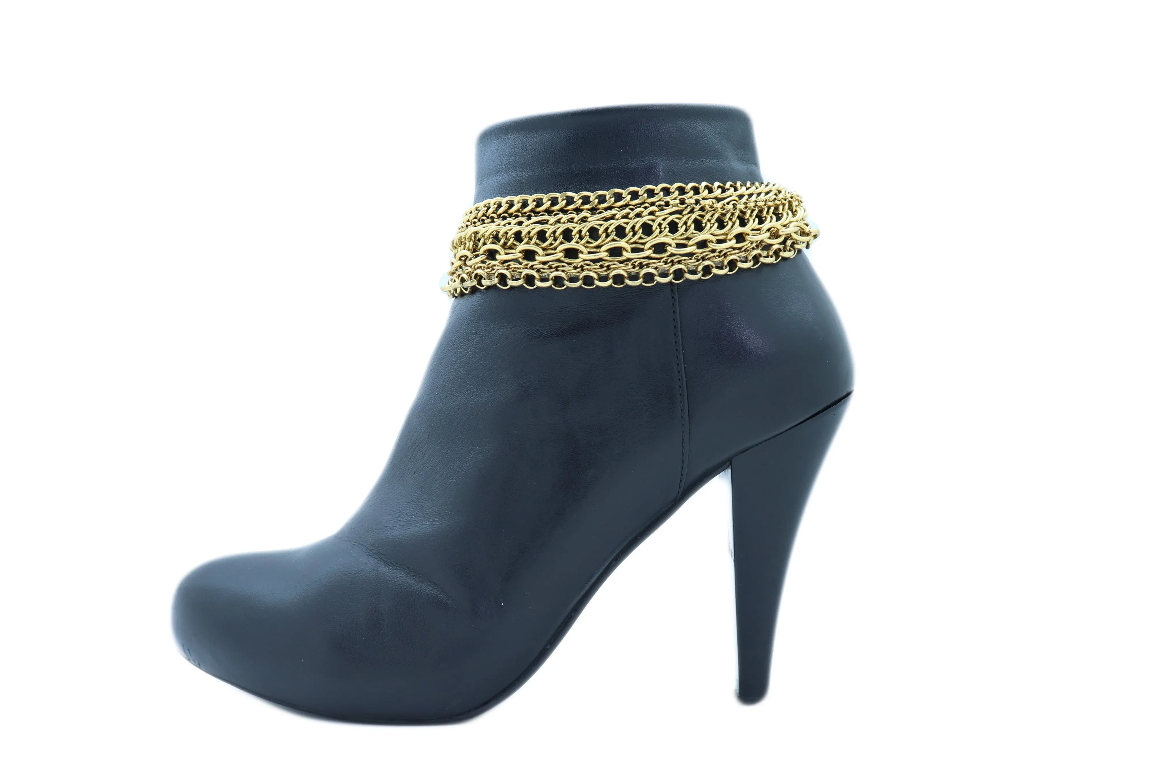 Vintage Gold Metal Chain Boot Bracelet Western Shoe Charm