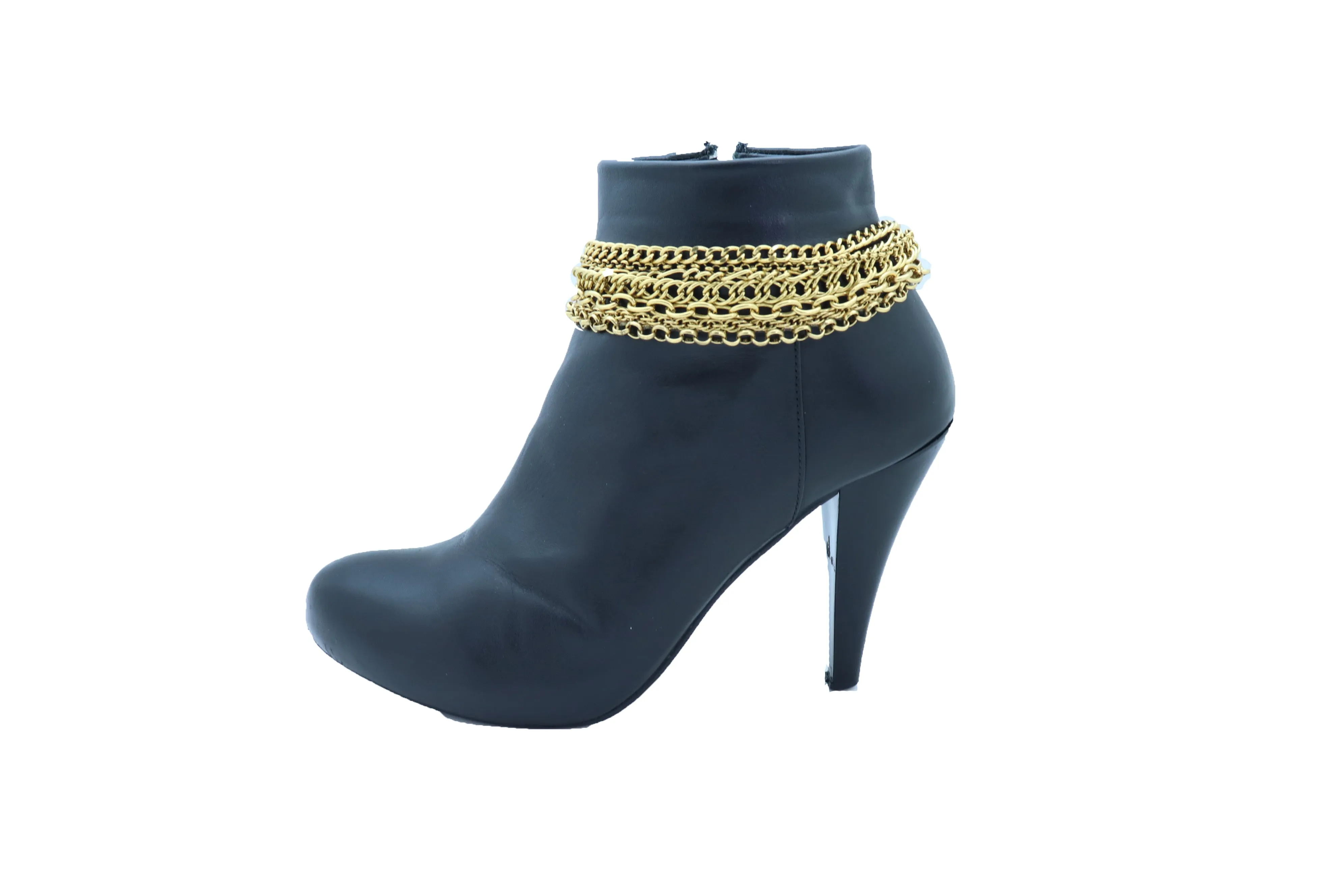 Vintage Gold Metal Chain Boot Bracelet Western Shoe Charm