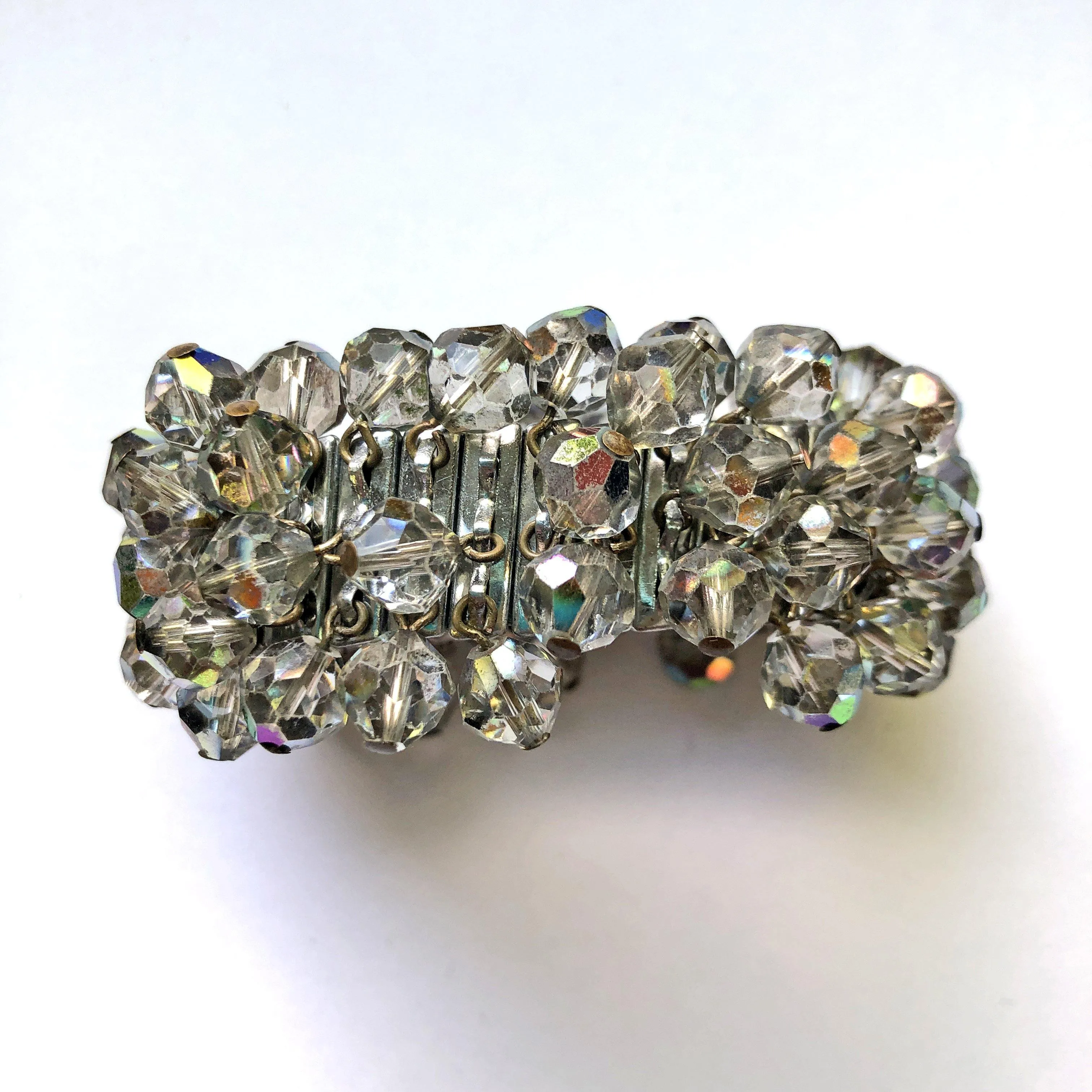 Vintage Gray Iridescent Aurora Borealis Cha-Cha Bracelet