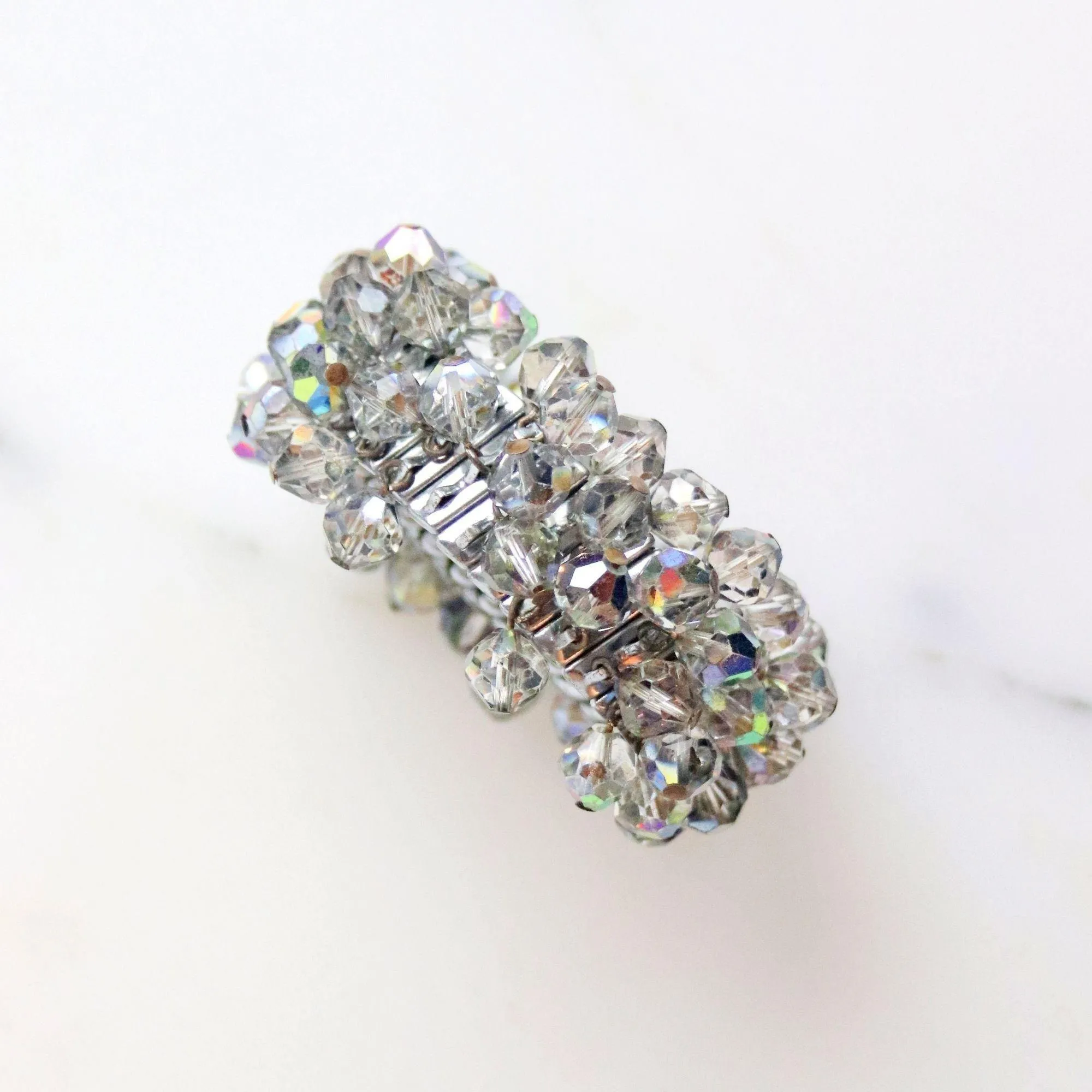 Vintage Gray Iridescent Aurora Borealis Cha-Cha Bracelet