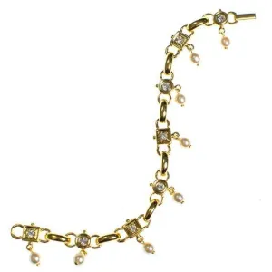 Vintage Joan Rivers Gold Tone Bracelet with faux pearls and diamante crystals