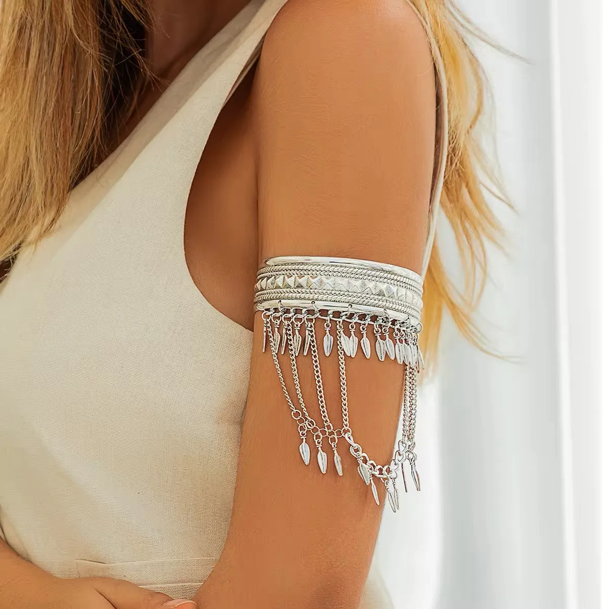 Vintage Leaf Pendant Boho Arm Bracelet
