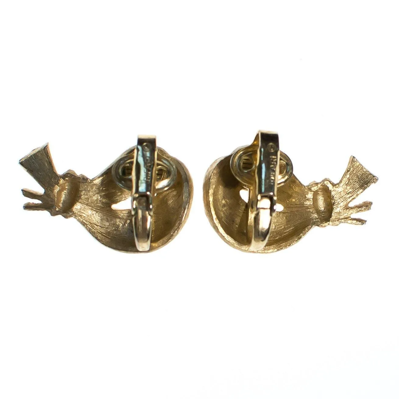 Vintage Mid Century Modern Crown Trifari Gold Loop & Knot Earrings