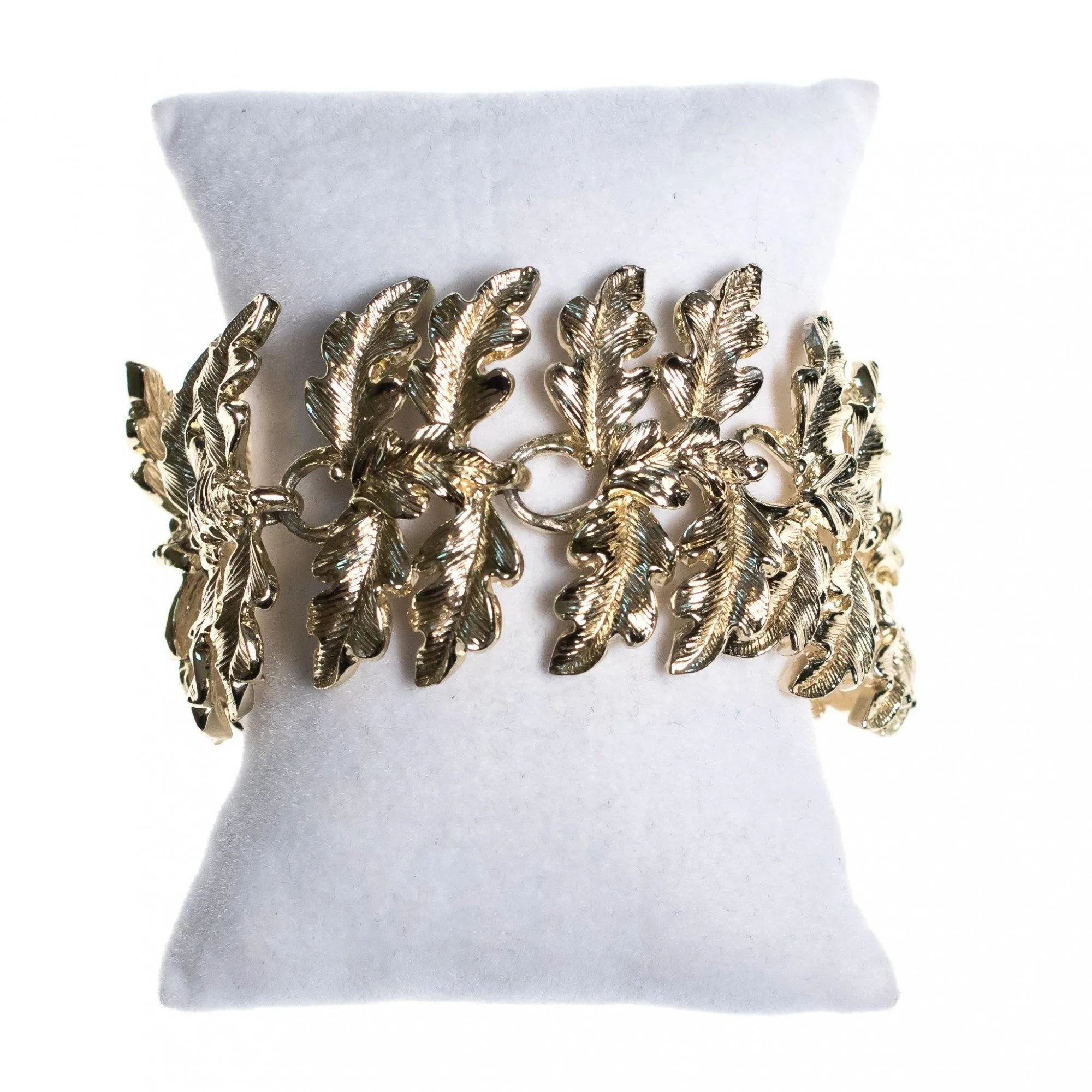 Vintage Mid Century Modern Wide Oak Leaf Bracelet