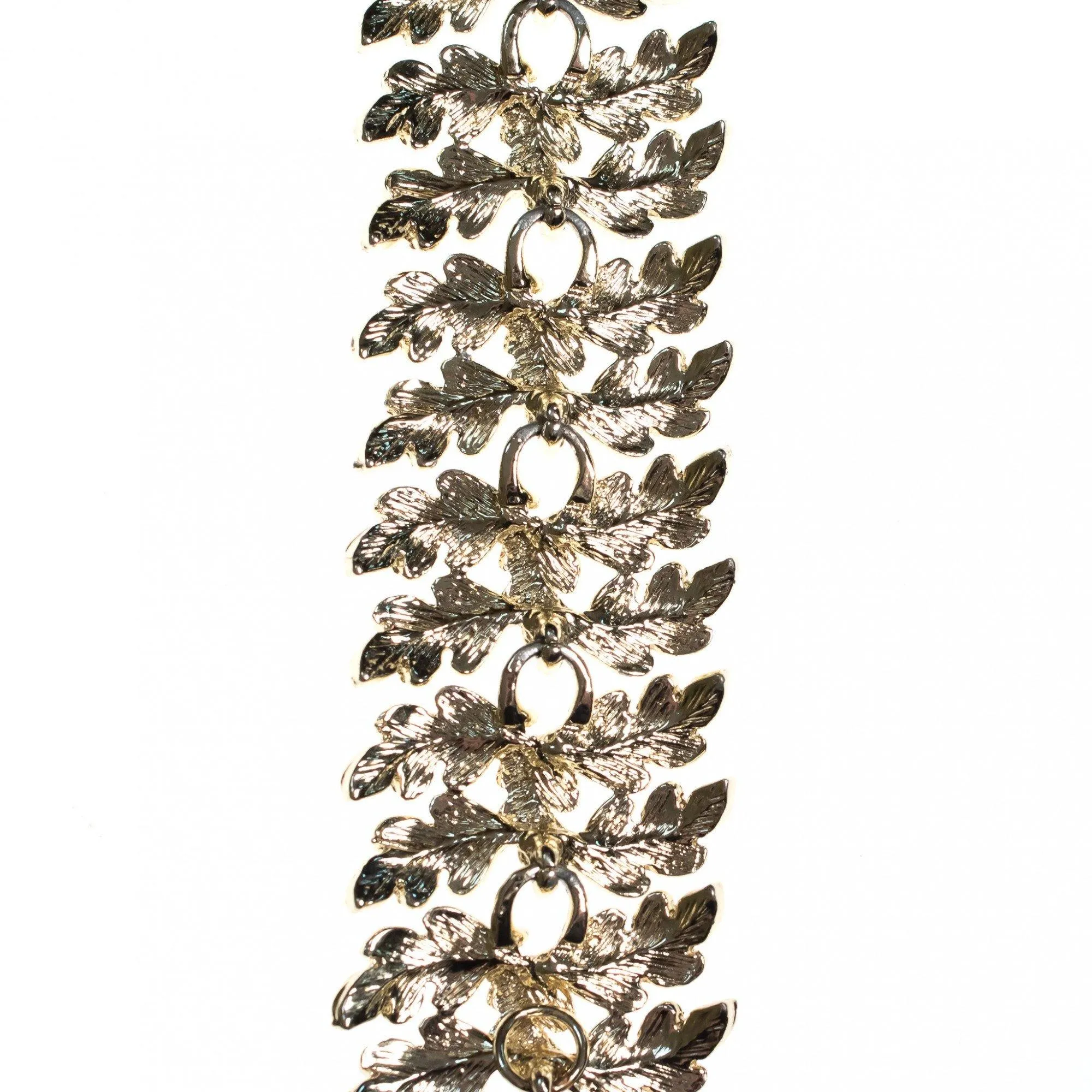 Vintage Mid Century Modern Wide Oak Leaf Bracelet