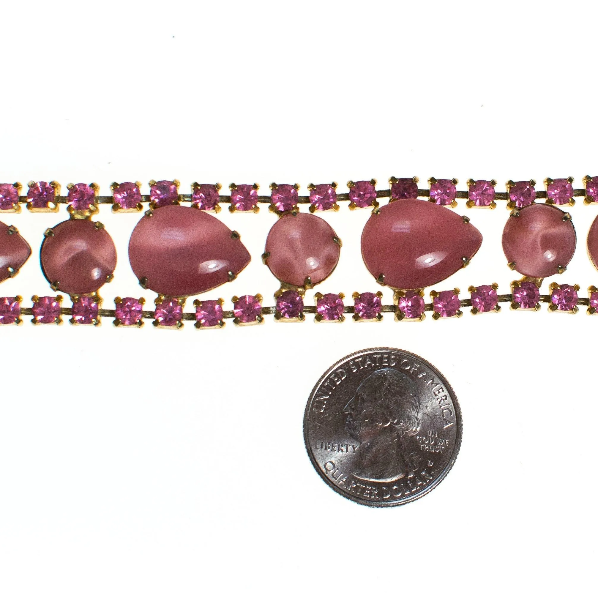 Vintage Pink Crystal and Moonglow Rhinestone Bracelet