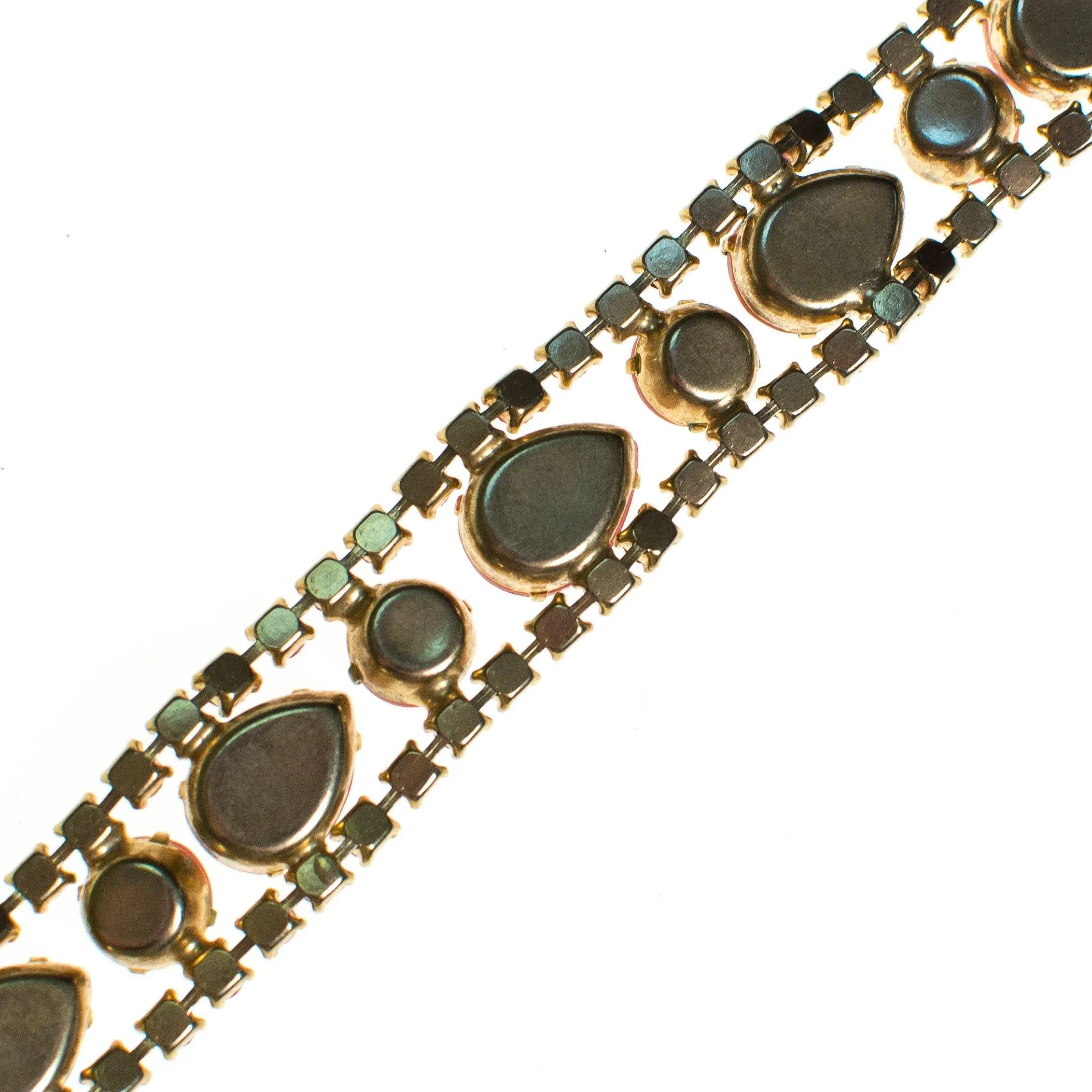 Vintage Pink Crystal and Moonglow Rhinestone Bracelet