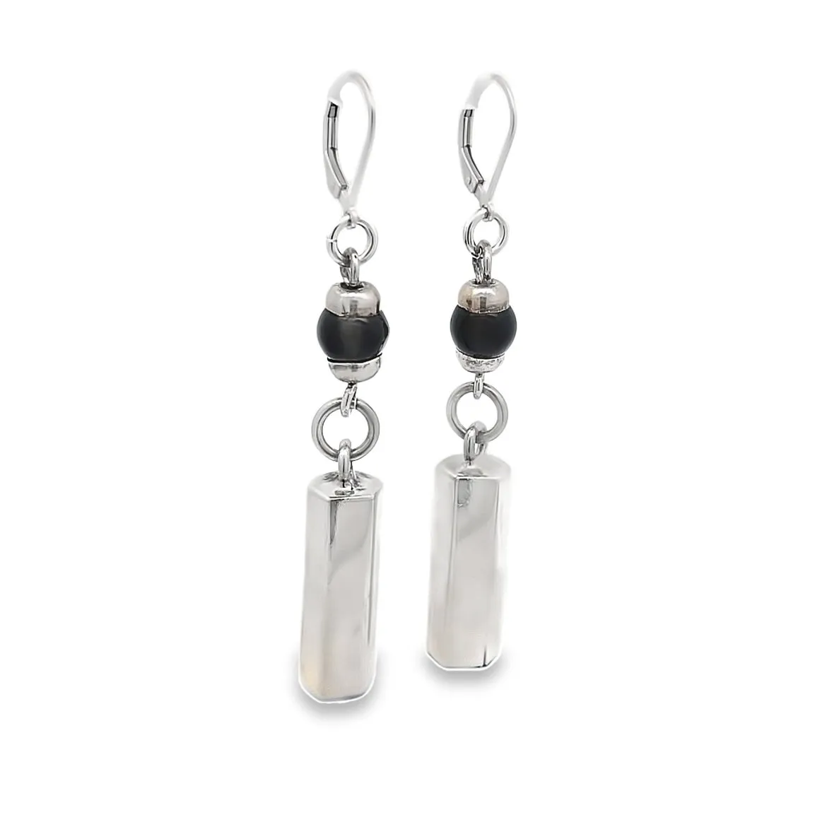 Vintage Sterling Silver Onyx Drop Earrings