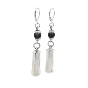 Vintage Sterling Silver Onyx Drop Earrings