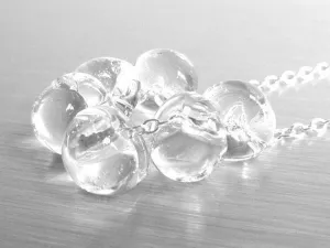 Water Necklace, clear glass drops, clear teardrop, silver chain, delicate chain, minimalist necklace, clear glass bead small glass tear drop