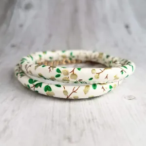 White Faux Leather Bracelet, vegan bracelet, imitation leather bracelet, white cord bracelet, double wrap bracelet, leaf wrap, gold clasp