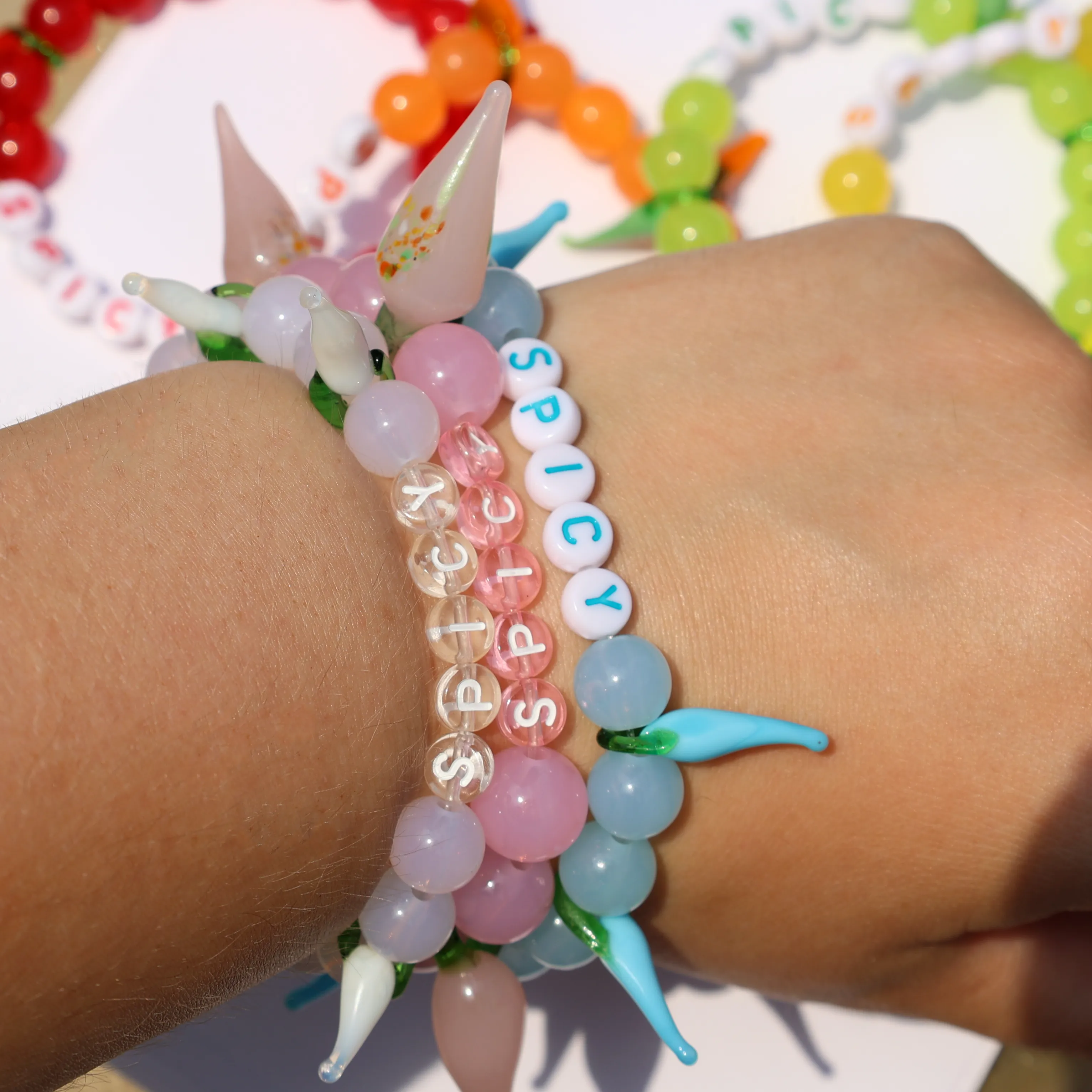 WHITE SPICY KANDI BRACELET