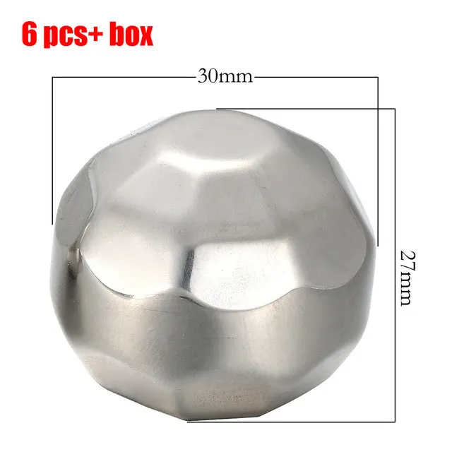 WITUSE 4/6/8 PCS Stainless Steel 304 Whisky Stones Ice Cubes in Package, Whiskey Cooler Rocks,Ice stone islande With Plastic Box
