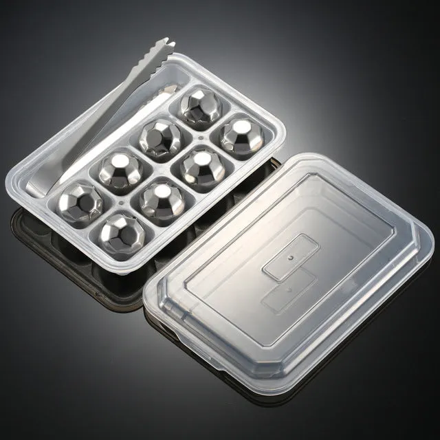 WITUSE 4/6/8 PCS Stainless Steel 304 Whisky Stones Ice Cubes in Package, Whiskey Cooler Rocks,Ice stone islande With Plastic Box