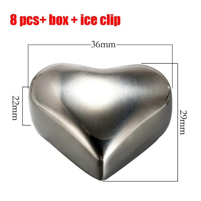 WITUSE 4/6/8 PCS Stainless Steel 304 Whisky Stones Ice Cubes in Package, Whiskey Cooler Rocks,Ice stone islande With Plastic Box