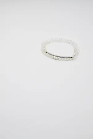 Women's Clear Quartz, Stardust Silver, Silver Pavé Bar Bracelet